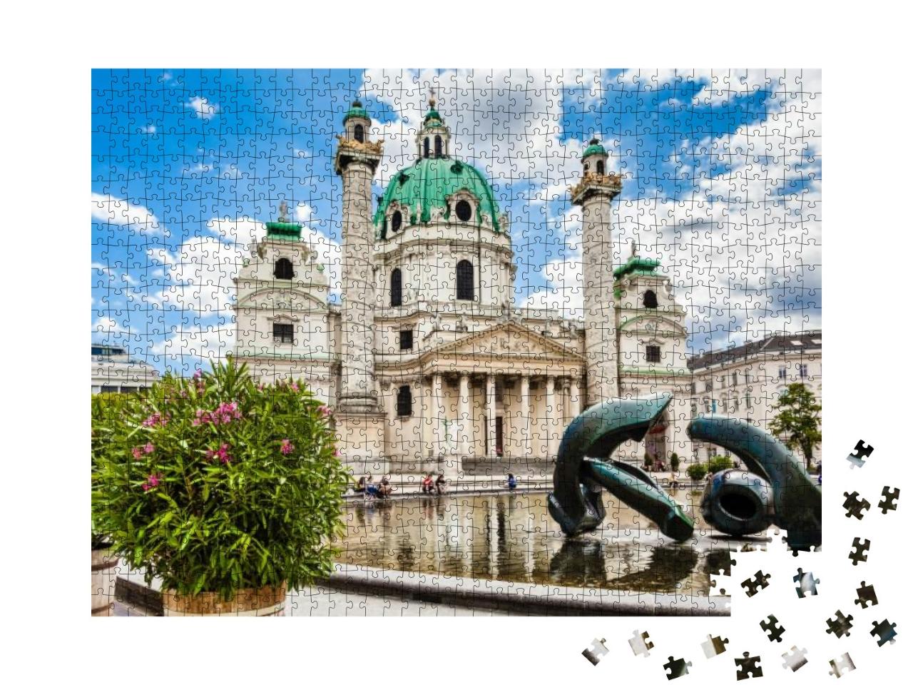 Beautiful View of Famous Saint Charless Church Wiener Kar... Jigsaw Puzzle with 1000 pieces