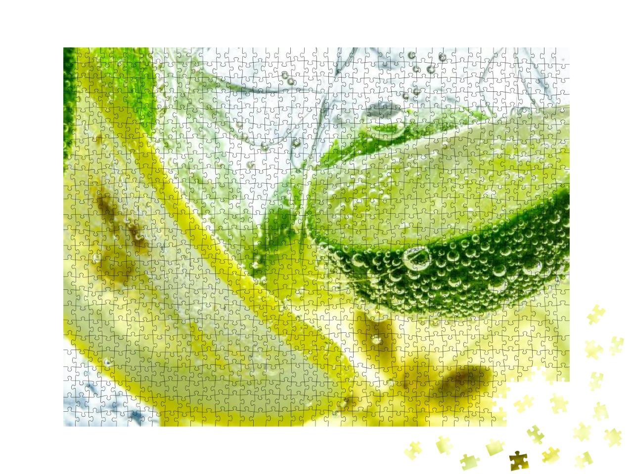 Lemon Slice Drop in Fizzy Sparkling Water, Juice Refreshm... Jigsaw Puzzle with 1000 pieces