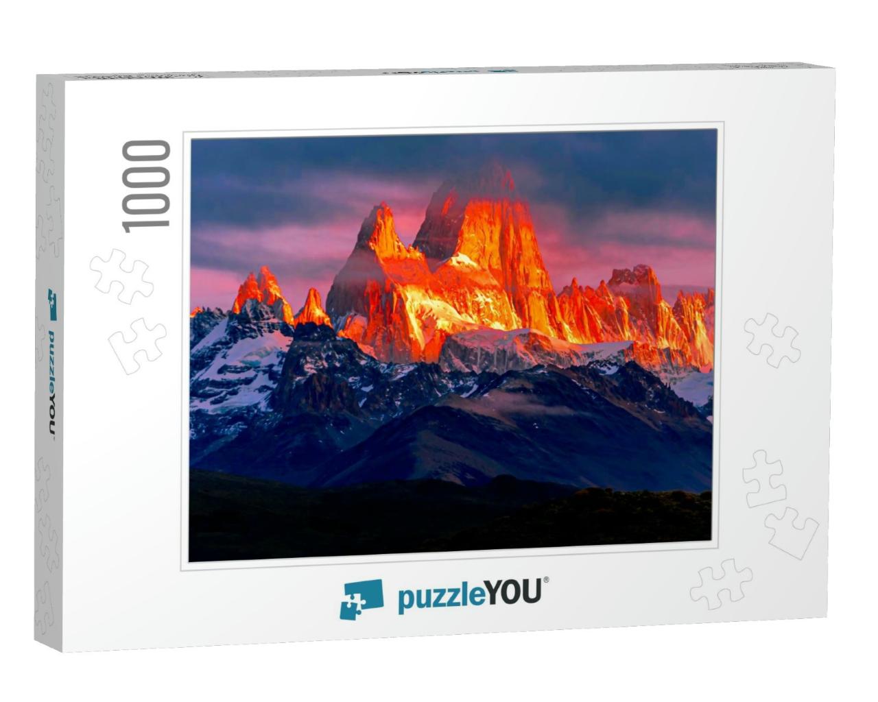 Monte Fitz Roy Aerial Sunrise View. Fitz Roy is a Mountai... Jigsaw Puzzle with 1000 pieces