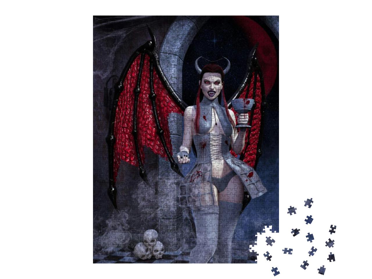 A Portrait of a Young Female Vampire with a Chalice & Blo... Jigsaw Puzzle with 1000 pieces