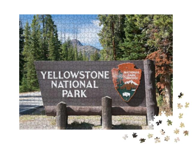 Yellowstone National Park Northeast Entrance Sign At Mont... Jigsaw Puzzle with 1000 pieces