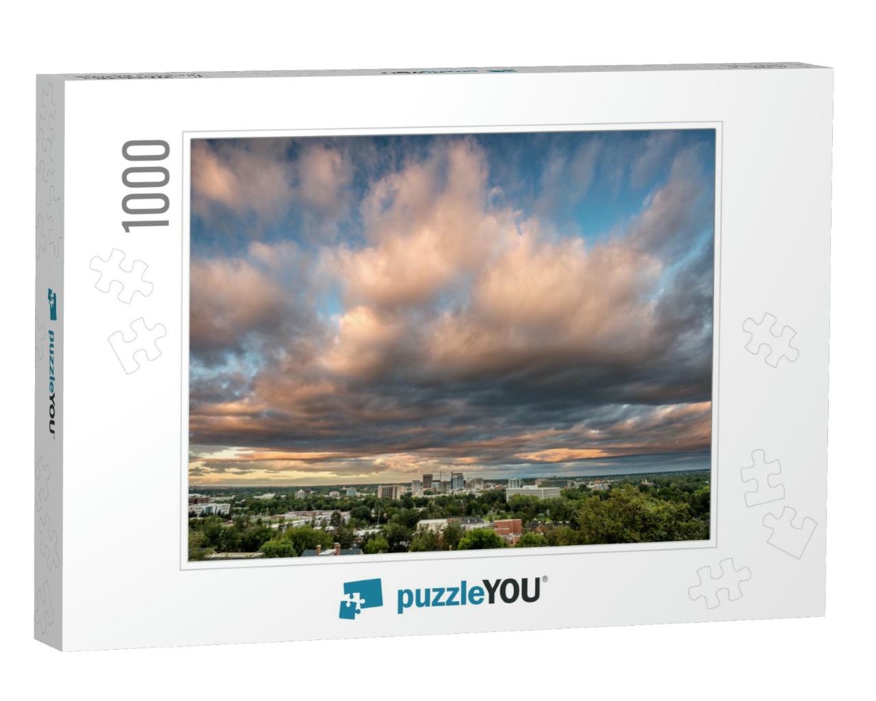 Colors of Morning Paint the Clouds Over Boise Idaho... Jigsaw Puzzle with 1000 pieces