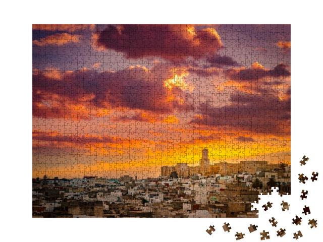 View of the Medina & the Castle Kasbah in Sousse, Tunisia... Jigsaw Puzzle with 1000 pieces