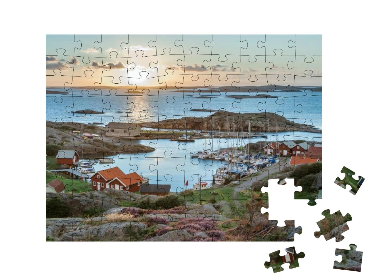 Fishing Harbor of Swedish Skerry Island of Ramsoe, Wester... Jigsaw Puzzle with 100 pieces