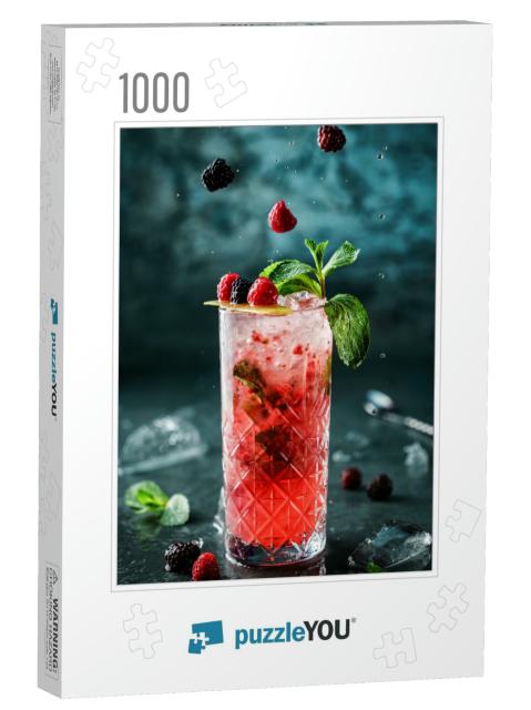 Fresh Berries Cocktail with Raspberry, Blackberry, Mint &... Jigsaw Puzzle with 1000 pieces