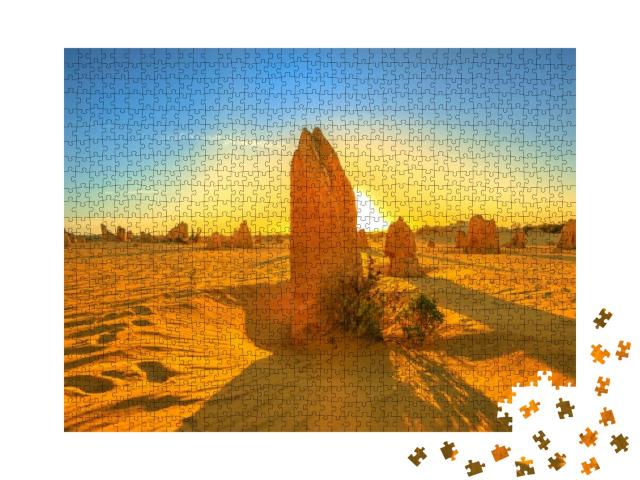 Giant Limestone Formation Illuminated by Red Sunset Light... Jigsaw Puzzle with 1000 pieces
