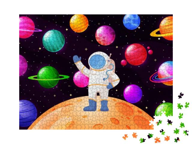 Astronaut Explores Space. Space Flight of Man. Astronaut... Jigsaw Puzzle with 1000 pieces