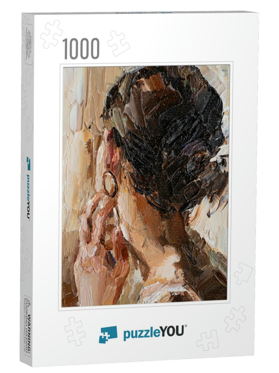 Beautiful Attractive Young Woman with an Earring in Her E... Jigsaw Puzzle with 1000 pieces