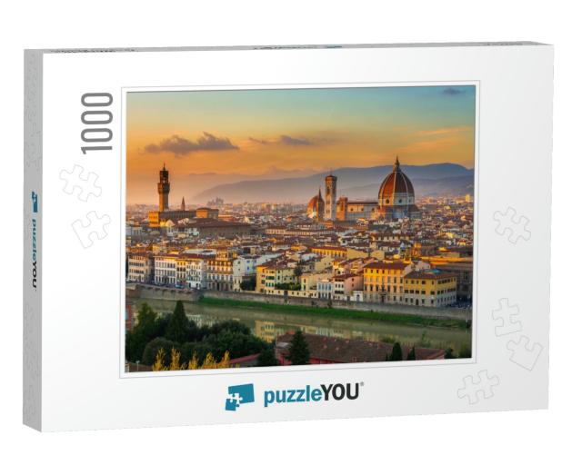 Sunset View of Florence & Duomo. Italy... Jigsaw Puzzle with 1000 pieces
