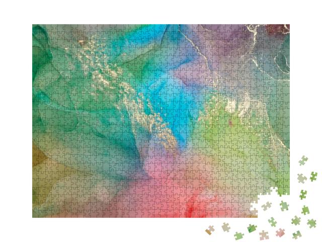 Abstract Colorful Background, Wallpaper. Mixing Acrylic P... Jigsaw Puzzle with 1000 pieces