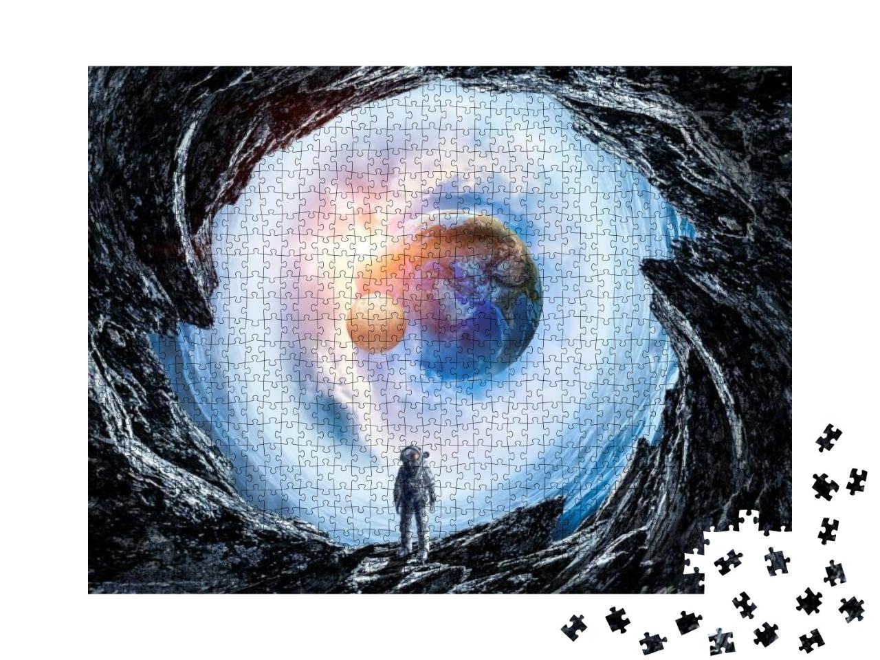 Space Hole & Astronaut. Mixed Media... Jigsaw Puzzle with 1000 pieces