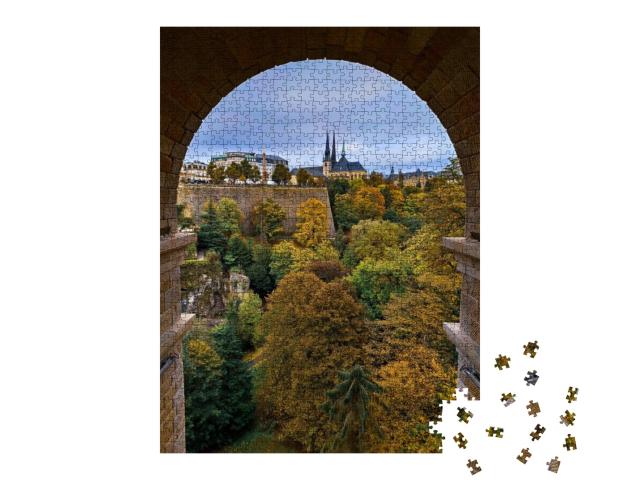Petrusse Park in Luxembourg. Autumn. View from Passerelle... Jigsaw Puzzle with 1000 pieces