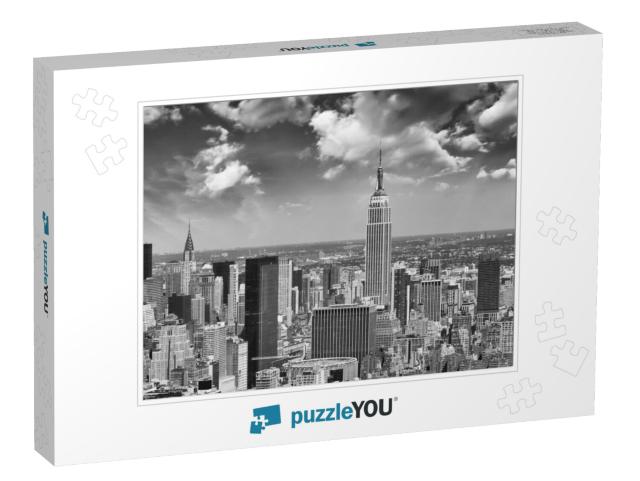 New York City Skyline Aerial View At Sunset with Colorful... Jigsaw Puzzle