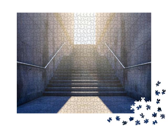Stone Stairs. Granite Up Stairway. Worm Light At End of t... Jigsaw Puzzle with 1000 pieces