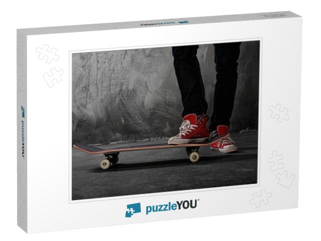 Legs in Sneakers on a Skateboard... Jigsaw Puzzle