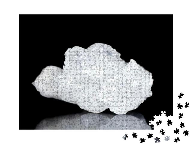 Raw White Quartz Mineral Stone in Front of Black Backgrou... Jigsaw Puzzle with 1000 pieces