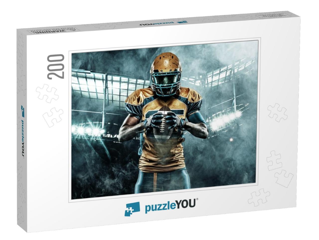 American Football Sportsman Player on Stadium with Lights... Jigsaw Puzzle with 200 pieces