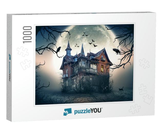 Haunted House with Dark Horror Atmosphere. Haunted Scene... Jigsaw Puzzle with 1000 pieces