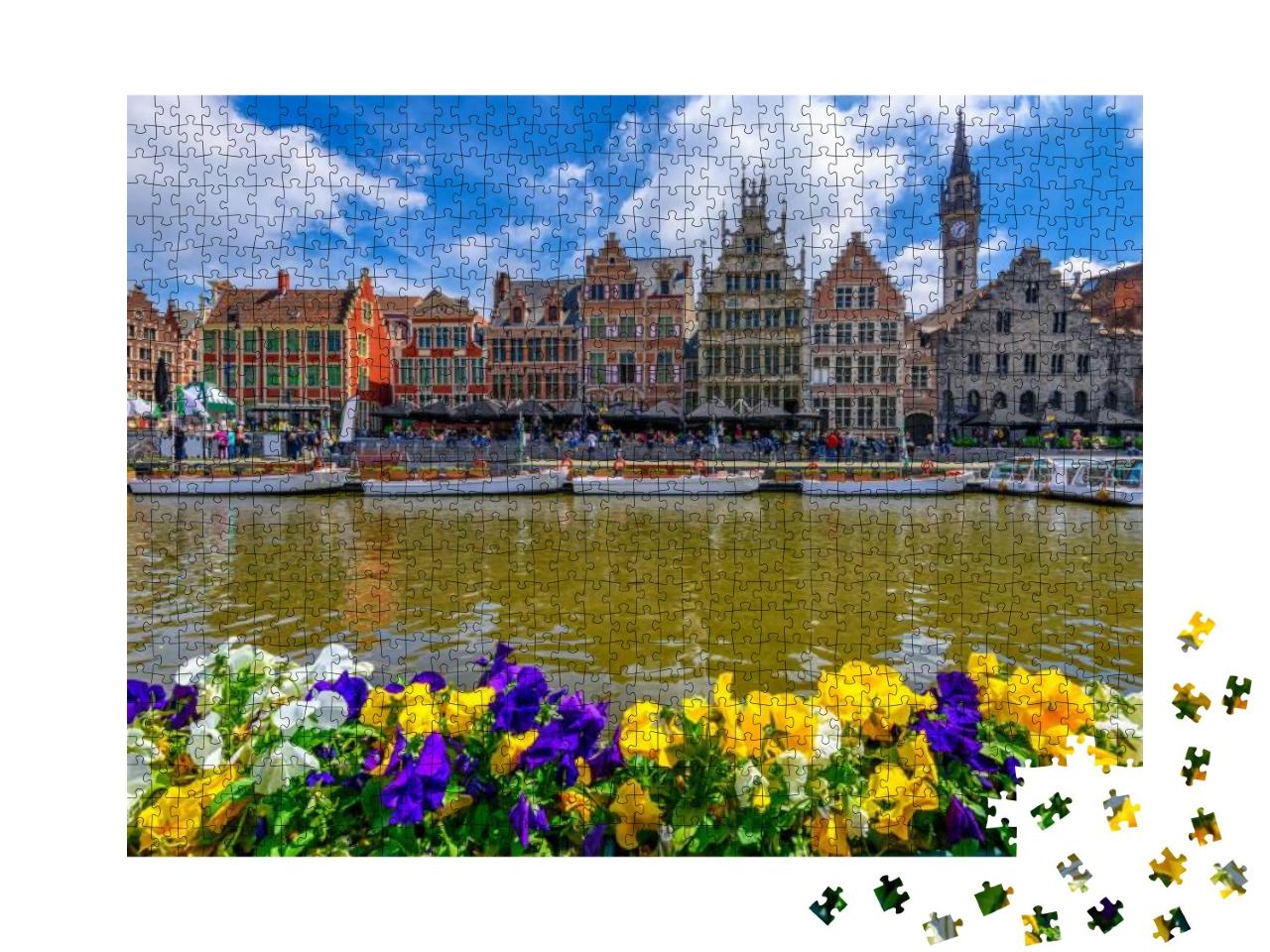 View of Graslei, Korenlei Quays & Leie River in the Histo... Jigsaw Puzzle with 1000 pieces