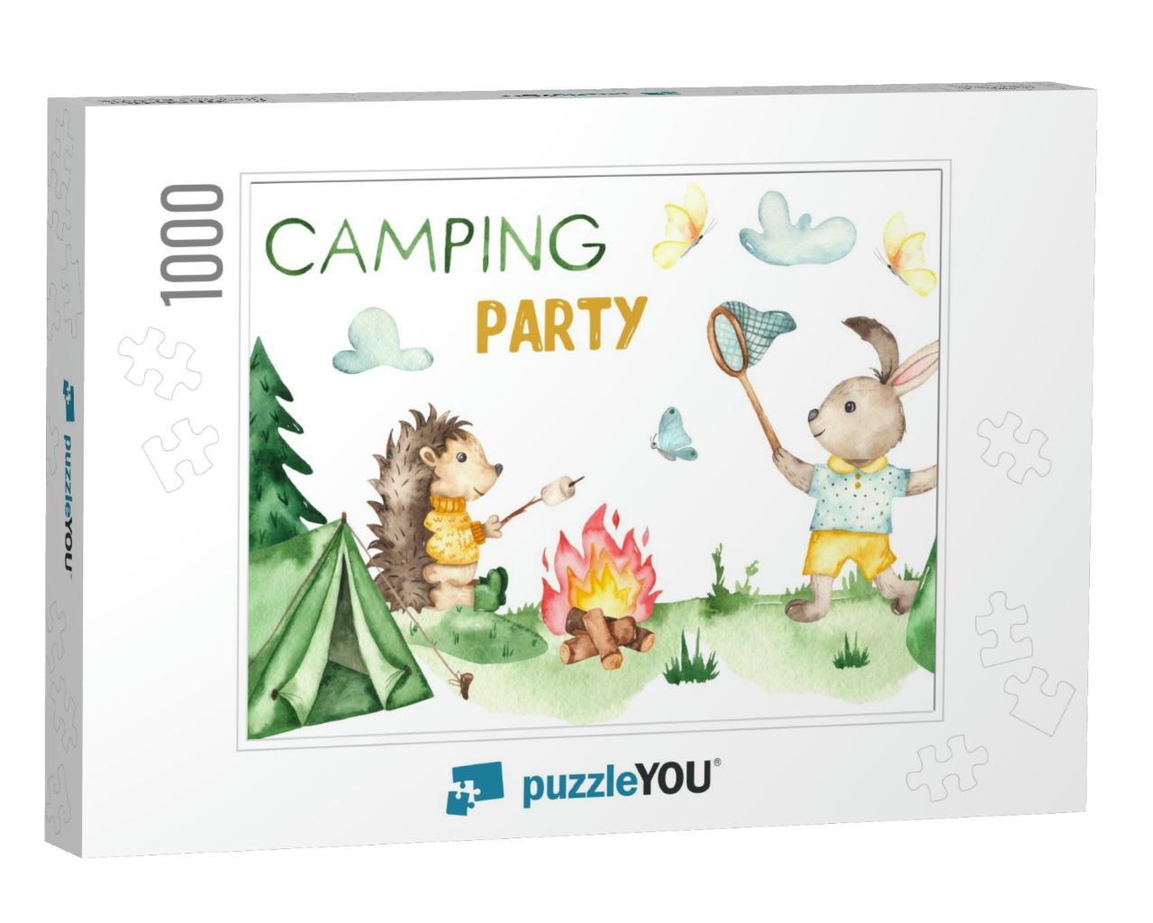 Hedgehog Campfire & Rabbit with Butterfly Net & Butterfli... Jigsaw Puzzle with 1000 pieces