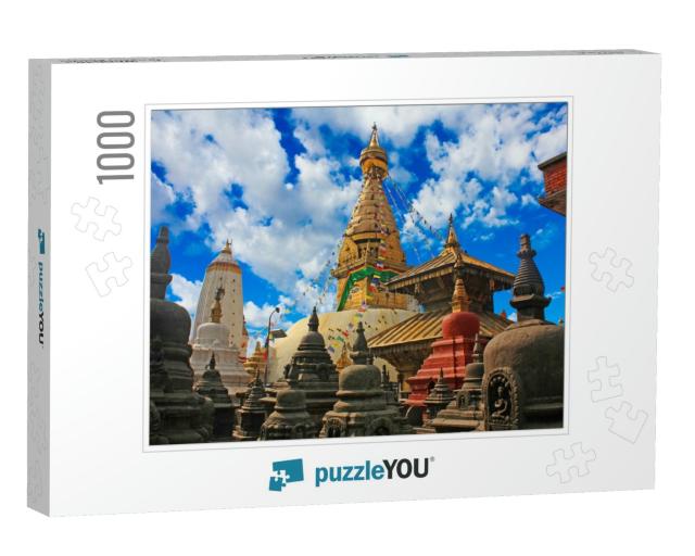 Swayambhunath Stupa Along with Harati Devis Temple & Smal... Jigsaw Puzzle with 1000 pieces