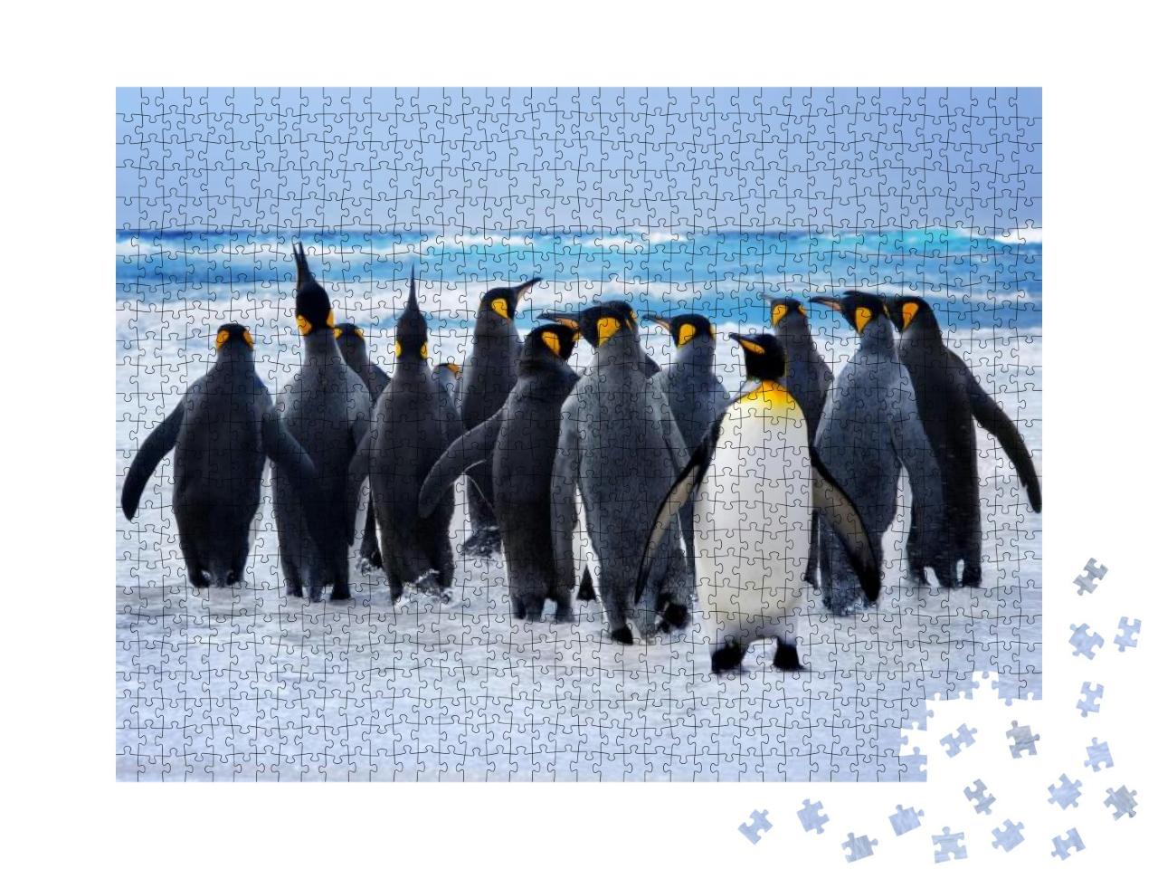 King Penguins Heading to the Water in the Falkland Island... Jigsaw Puzzle with 1000 pieces