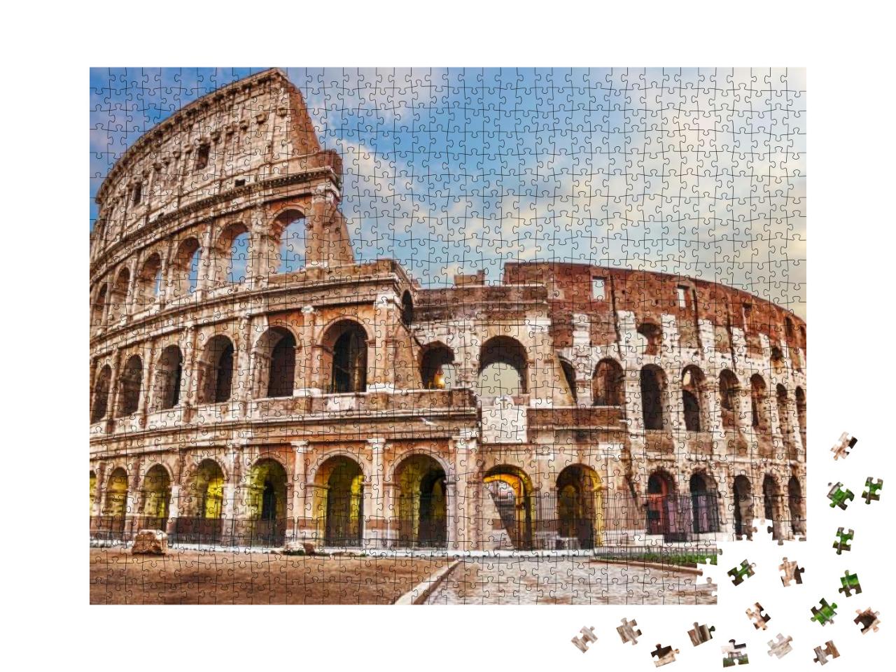 Roman Coliseum Under the Clouds, Summer View with No Peop... Jigsaw Puzzle with 1000 pieces