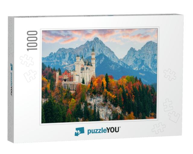 Picturesque Autumn View on Neuschwanstein Castle with Col... Jigsaw Puzzle with 1000 pieces