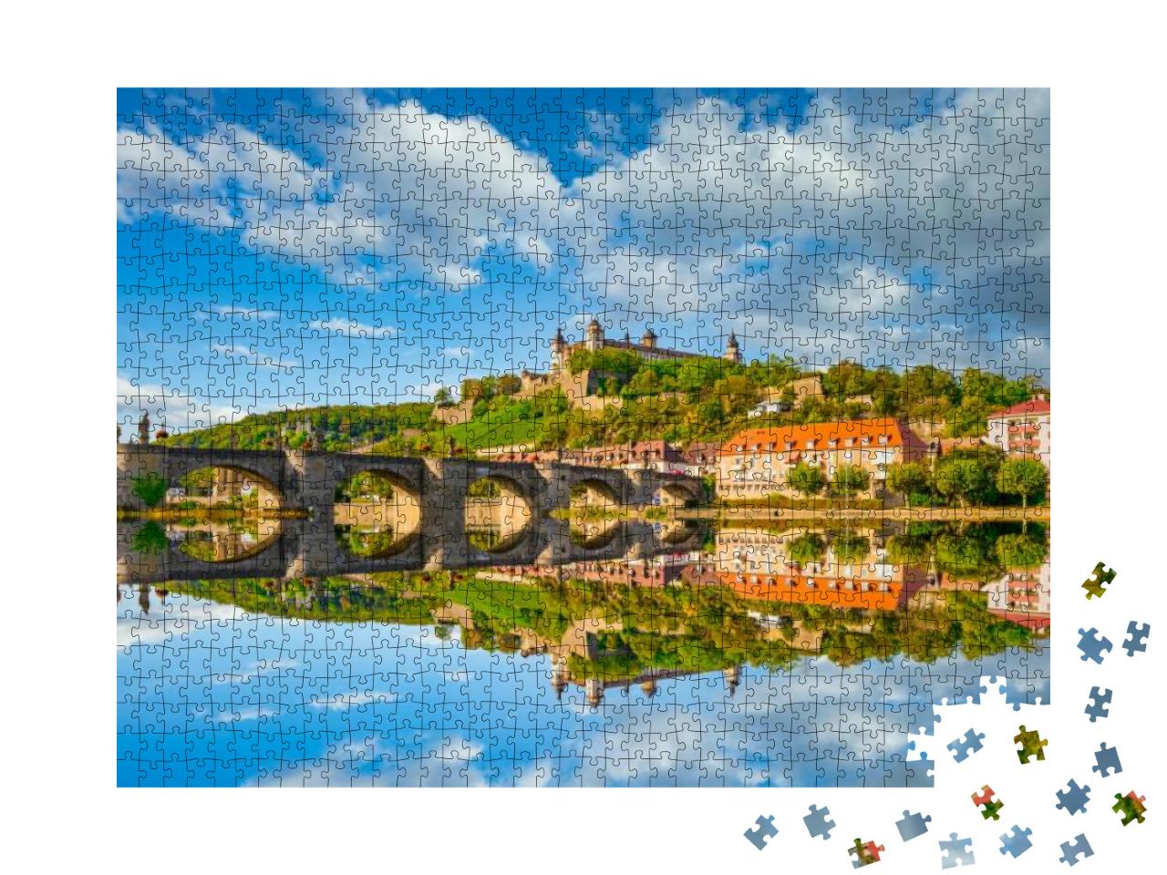 Marienberg Fortress in Wurzburg with Reflection. Germany... Jigsaw Puzzle with 1000 pieces