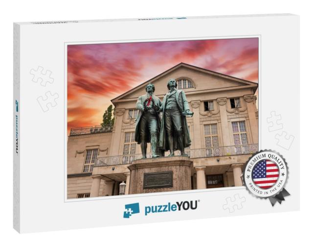Sunset At the Famous German National Theater with Goethe-... Jigsaw Puzzle