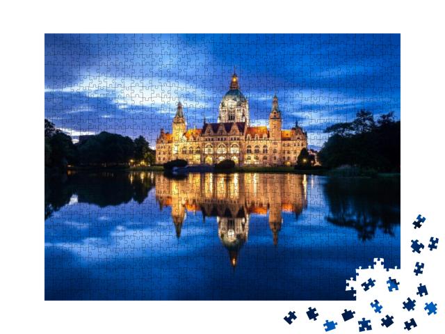 Hanover City Hall At Night... Jigsaw Puzzle with 1000 pieces