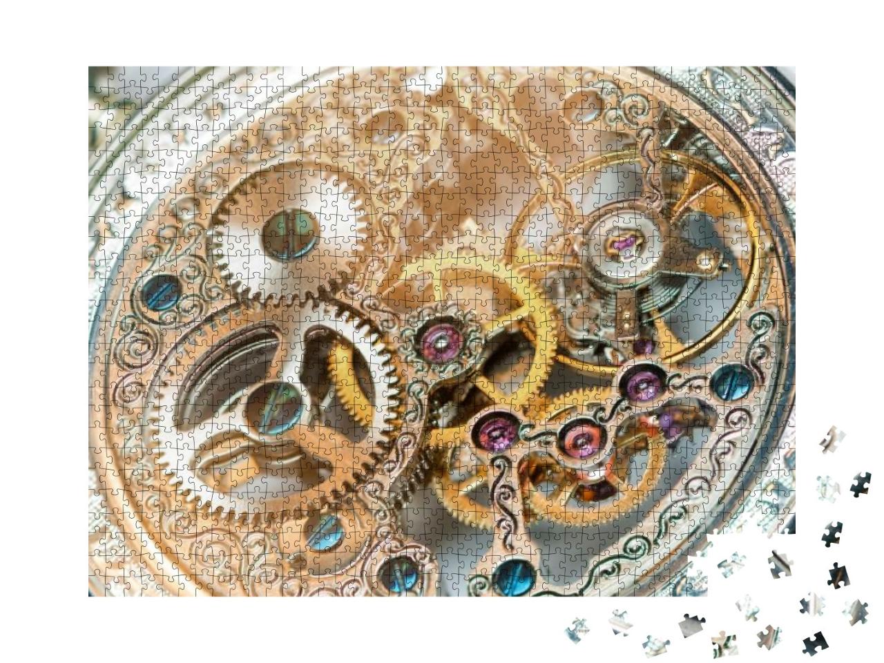 Close View of a Vintage Beautiful Watch Mechanism... Jigsaw Puzzle with 1000 pieces