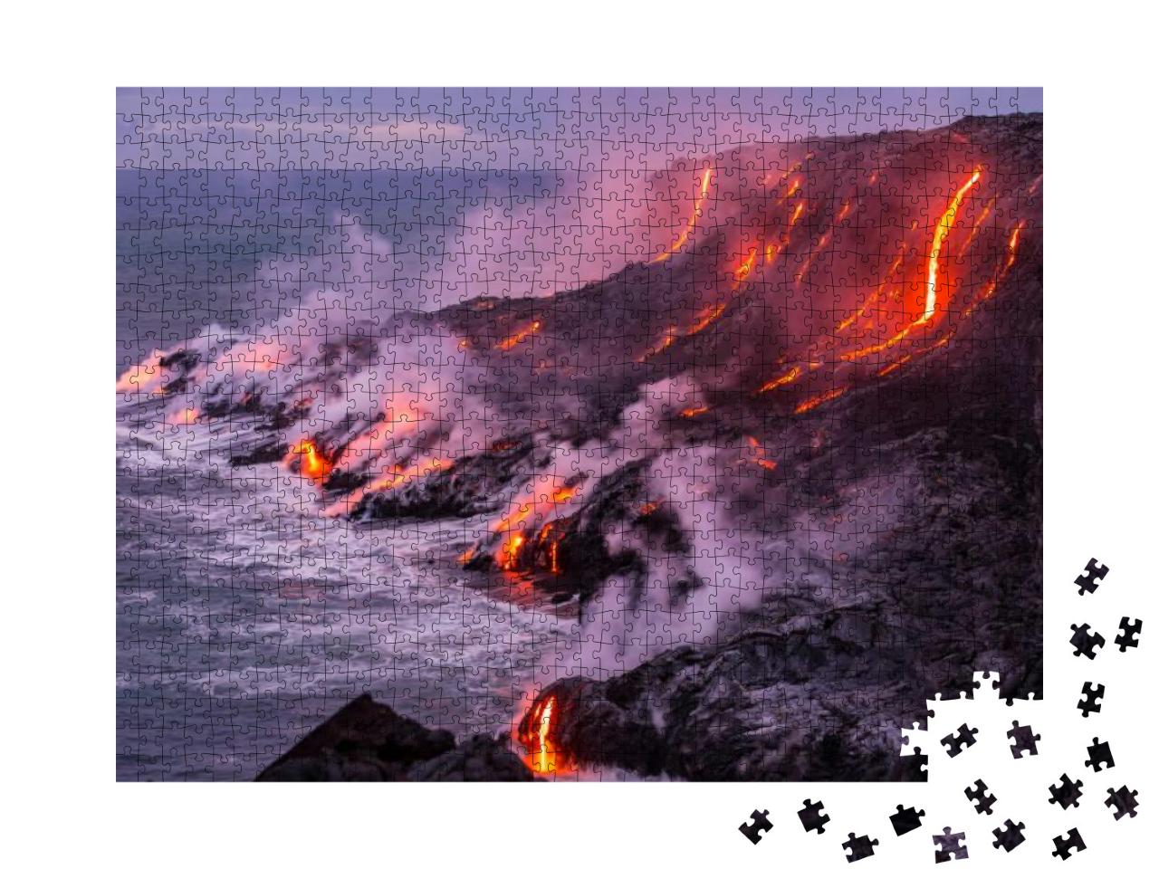 Lava is Entering the Ocean with Many Small Flows... Jigsaw Puzzle with 1000 pieces