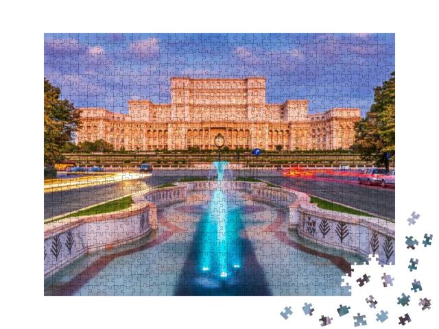 Bucharest, Romania. the Palace of the Parliament At Sunri... Jigsaw Puzzle with 1000 pieces