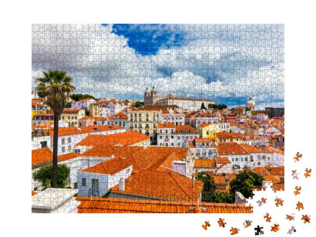 Lisbon, Portugal City Skyline Over the Alfama District. S... Jigsaw Puzzle with 1000 pieces