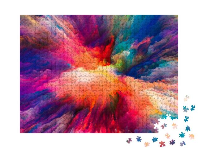 Color Splash Series. Background Design of Fractal Paint &... Jigsaw Puzzle with 1000 pieces