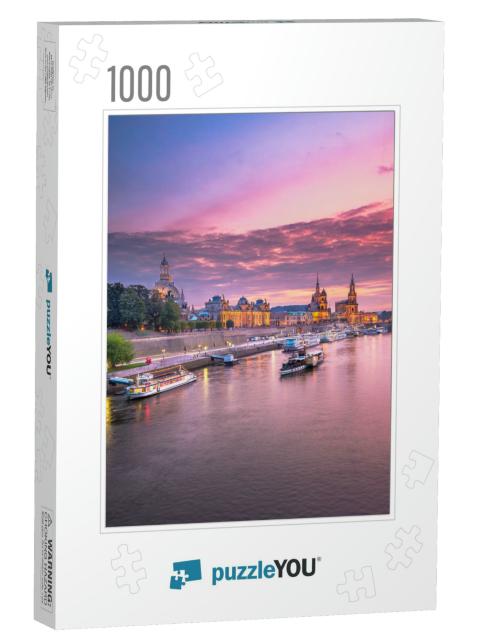 Dresden, Germany Cityscape of Cathedrals Over the Elbe Ri... Jigsaw Puzzle with 1000 pieces