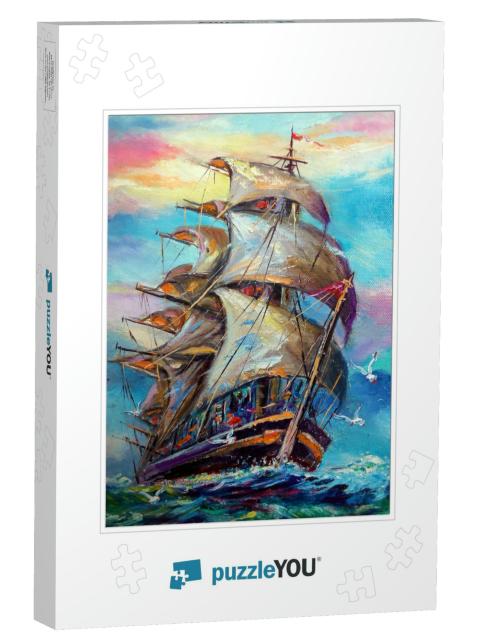 Art Painting Oil Color Sailboat... Jigsaw Puzzle
