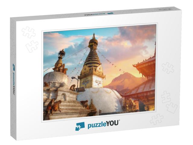 Swayambhunath - the Buddhist Temple & the Village Center... Jigsaw Puzzle