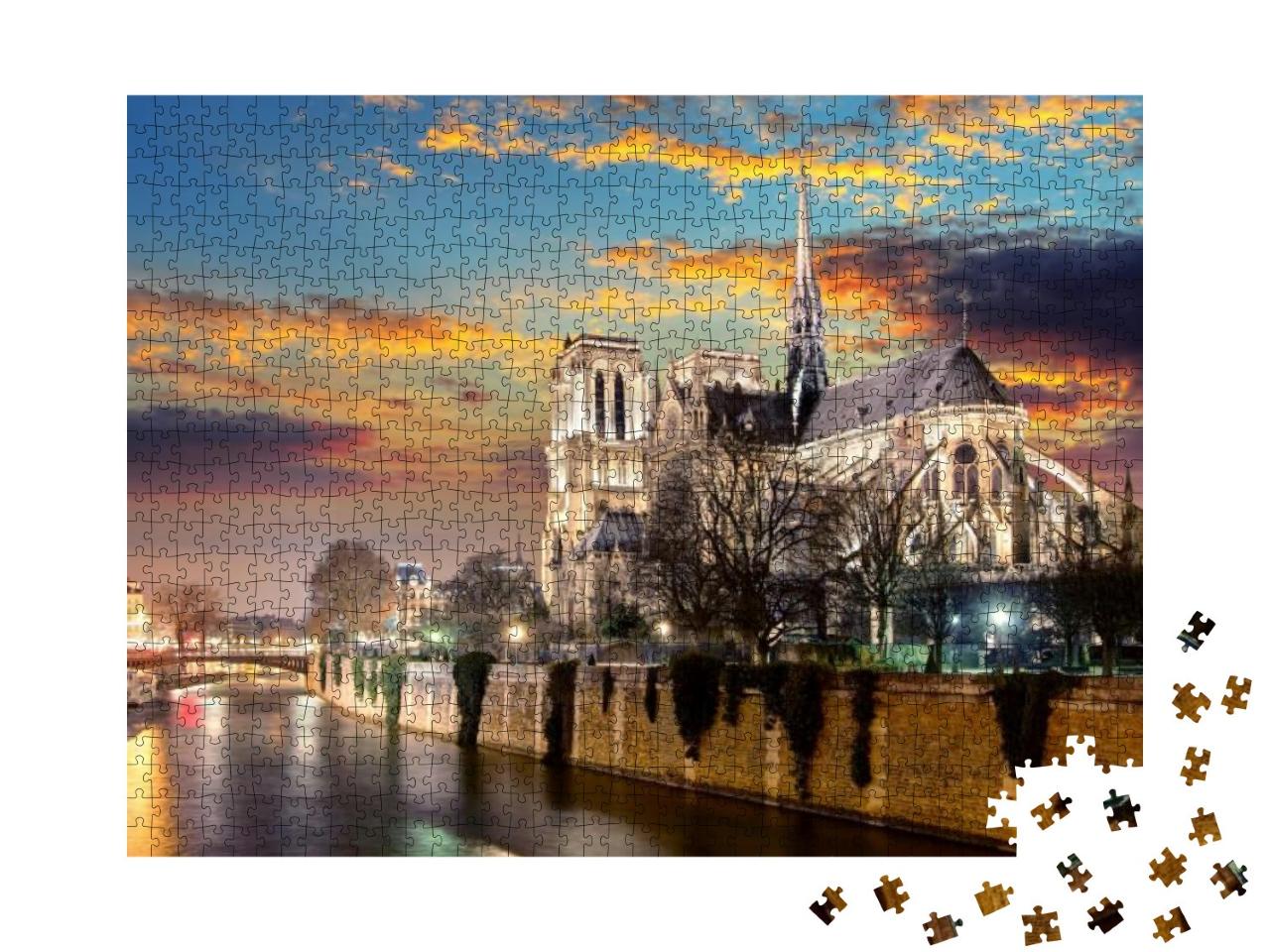 Island Cite with Cathedral Notre Dame De Paris... Jigsaw Puzzle with 1000 pieces