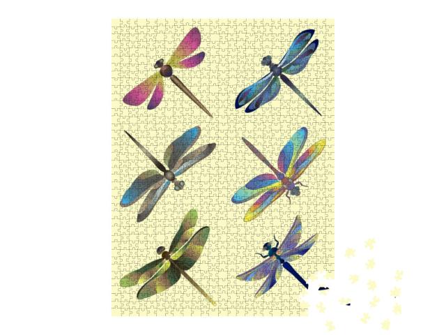Set of Silhouettes of Dragonflies... Jigsaw Puzzle with 1000 pieces