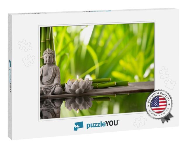 Buddha in Meditation with Burning Candle... Jigsaw Puzzle