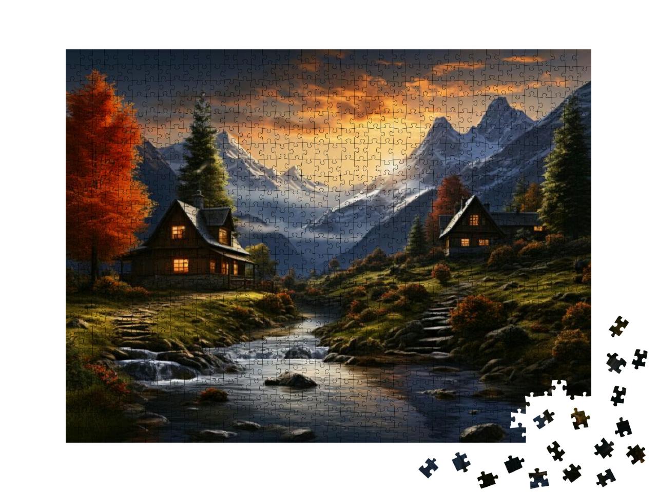 Cozy Foothill Cabins Jigsaw Puzzle with 1000 pieces