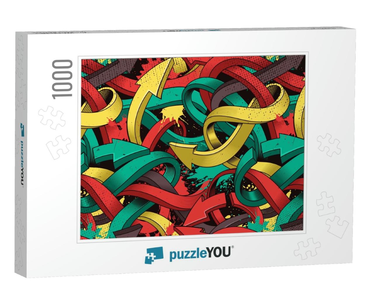 Seamless Colorful Background of Graffiti on Dark Backgrou... Jigsaw Puzzle with 1000 pieces