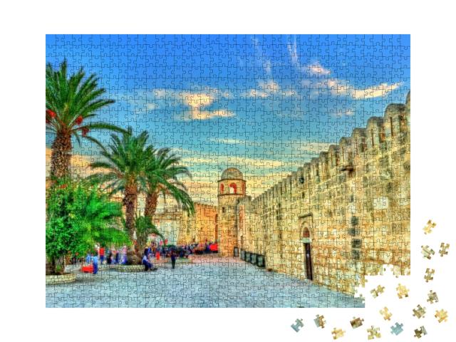 Walls & Minaret of the Grand Mosque of Sousse. UNESCO Wor... Jigsaw Puzzle with 1000 pieces