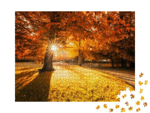 Sunrise in the Park Lustgarten of Wernigerode... Jigsaw Puzzle with 1000 pieces