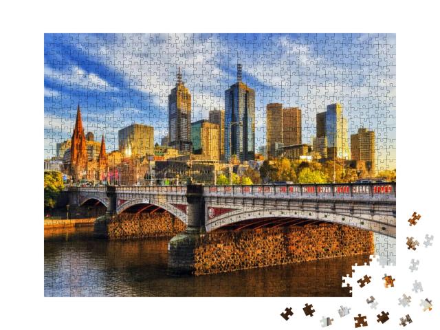 Warm Morning Light on High-Rise Towers in Melbourne Cbd A... Jigsaw Puzzle with 1000 pieces