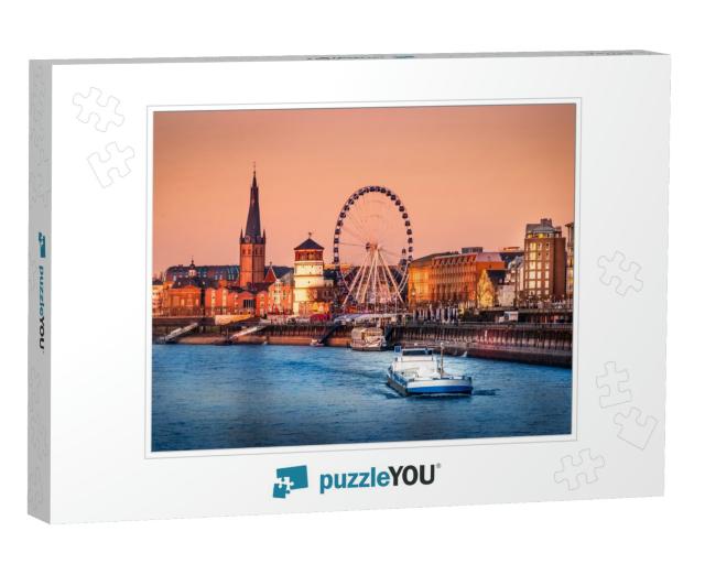 The Evening View of the Rhine River & the Old Town of Dus... Jigsaw Puzzle
