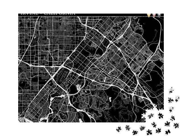 Simple Map of Irvine, California, Usa. Black & White Vers... Jigsaw Puzzle with 1000 pieces