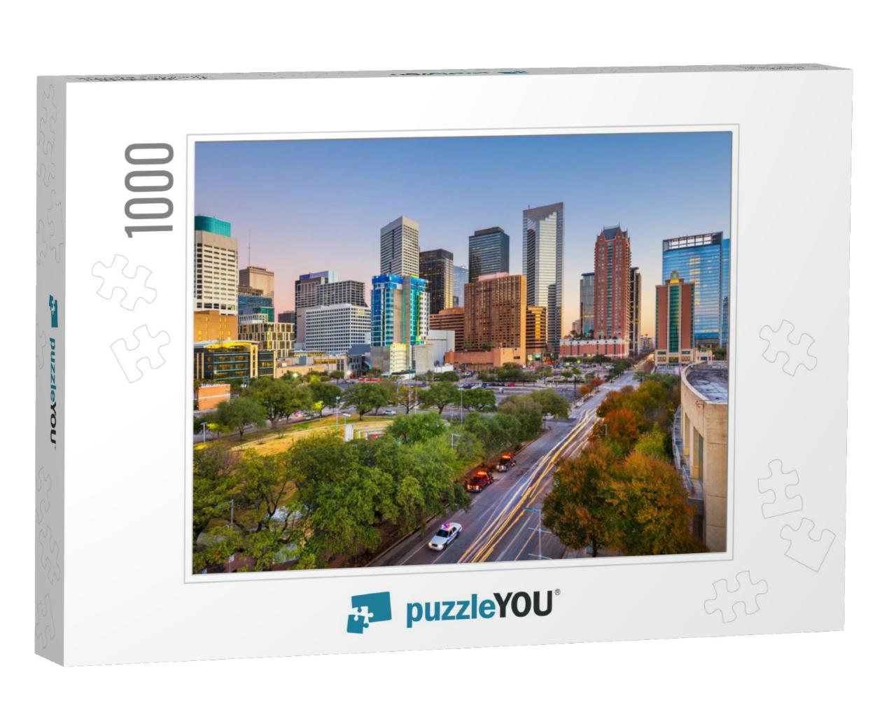 Houston, Texas, USA Downtown Park & Skyline At Twilight... Jigsaw Puzzle with 1000 pieces